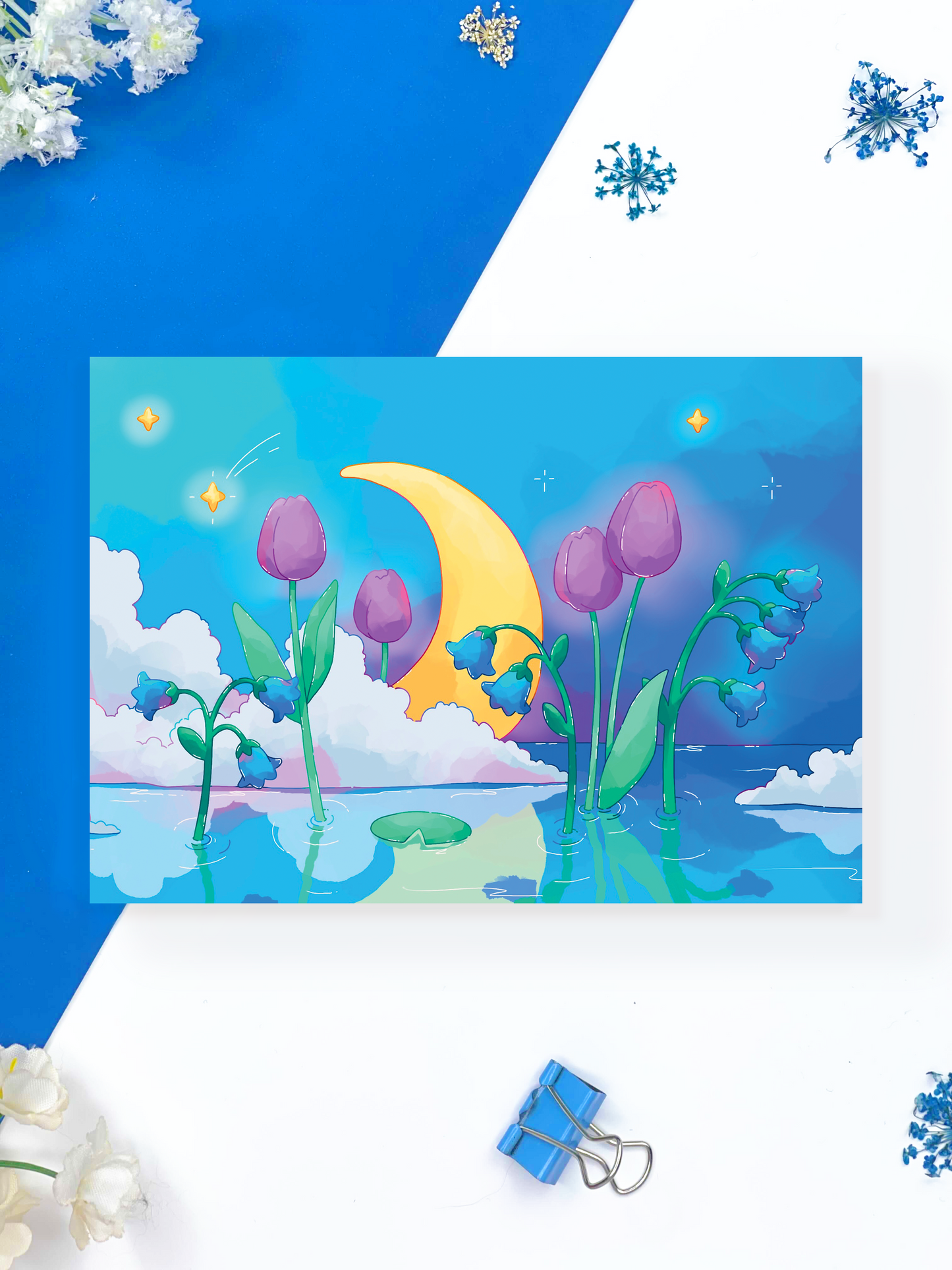 Flowers by Night Print