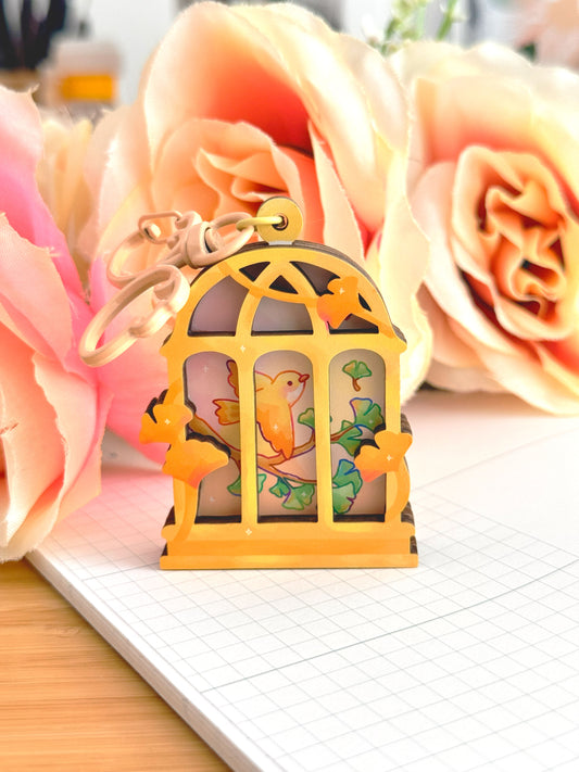 Gingko Blossom Wooden Keychain