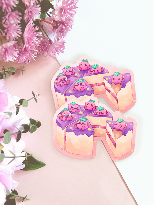 Kirby Cake Holographic Sticker