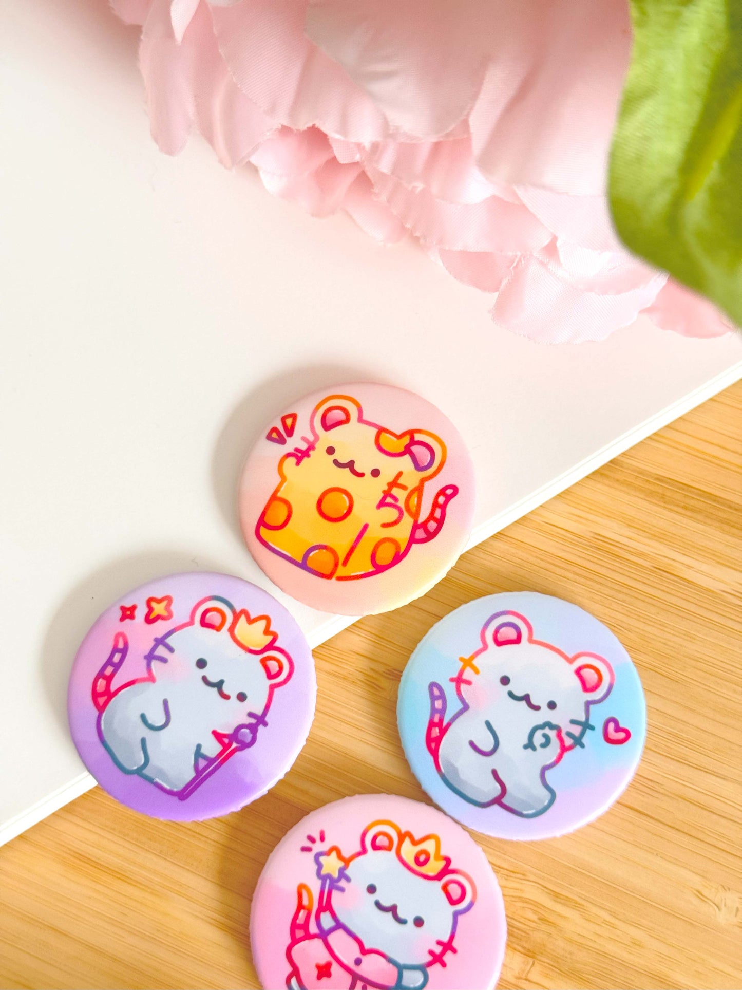 Cute Rats Button Magnet Set