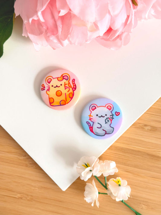 Cute Rats Button Magnet Set