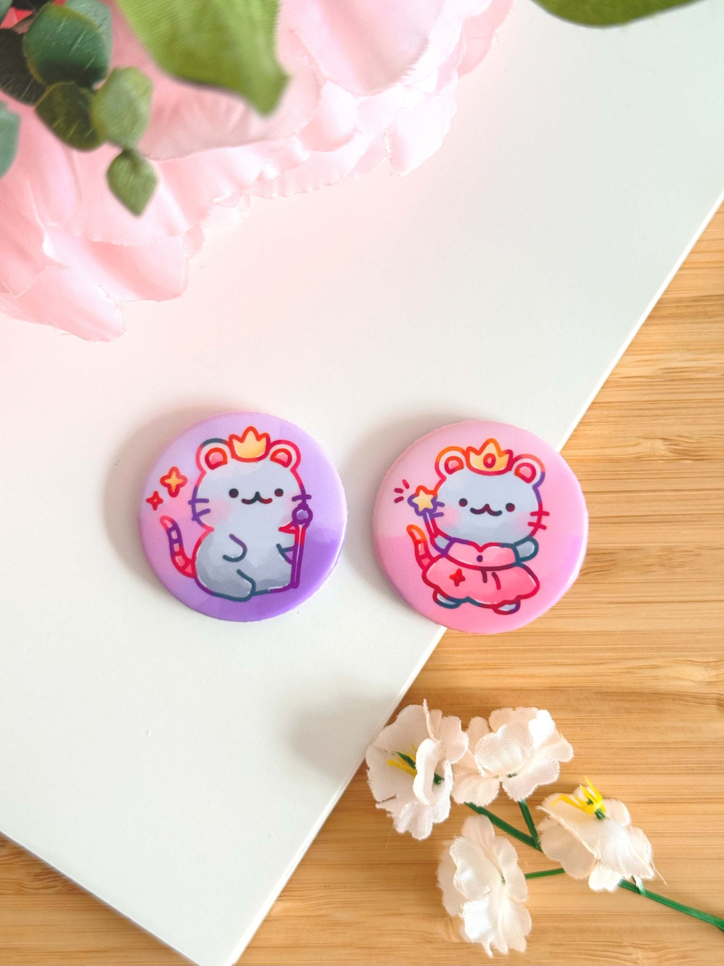 Cute Rats Button Magnet Set