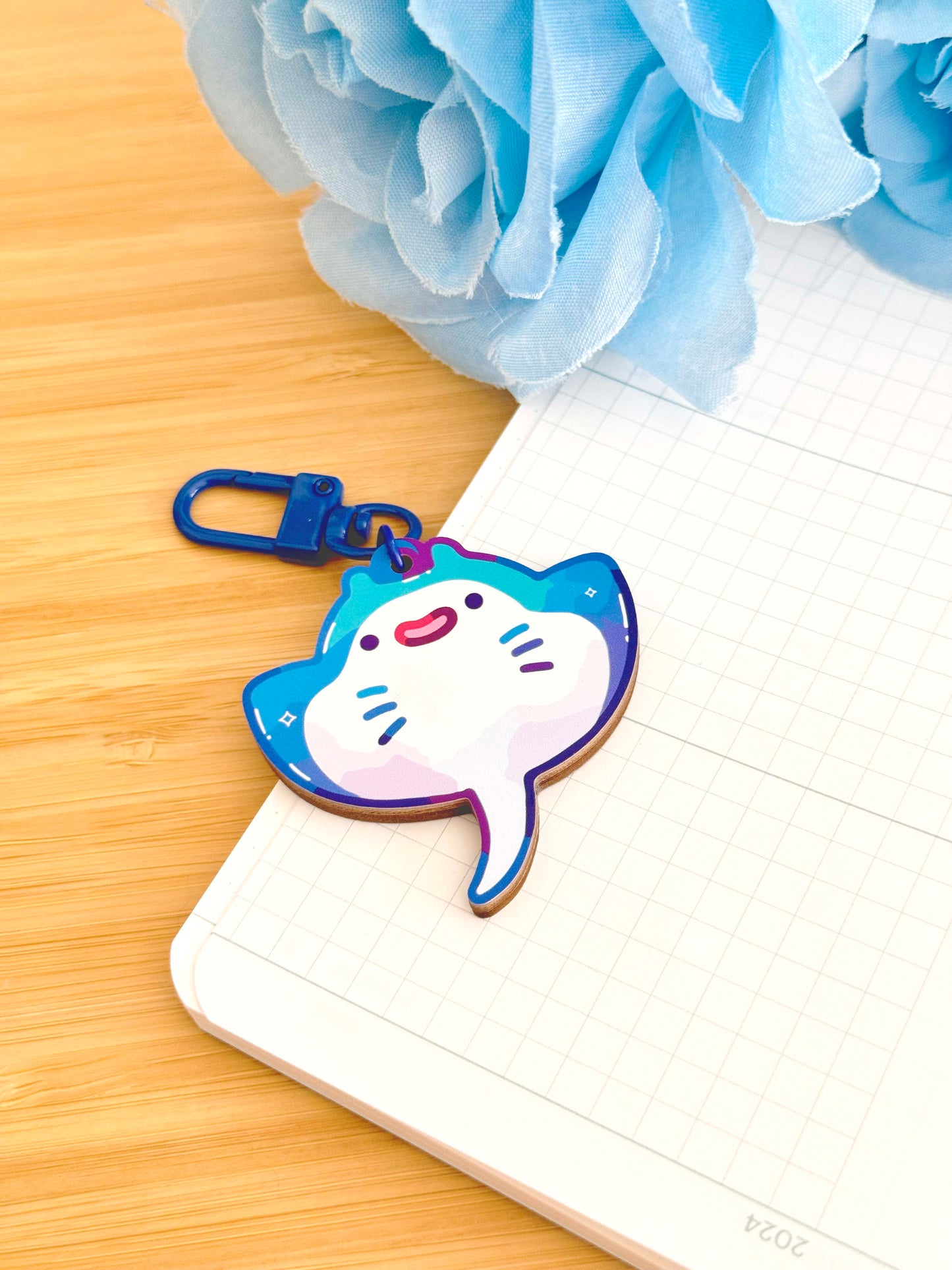 Stingray Wooden Keychain