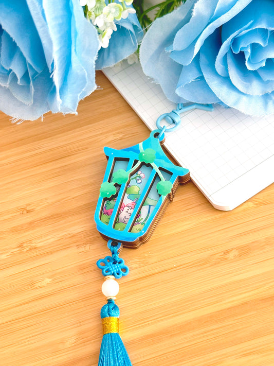 Strawberry Lantern Wooden Keychain