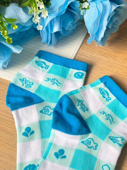 Blue Fishie Low Cut Socks
