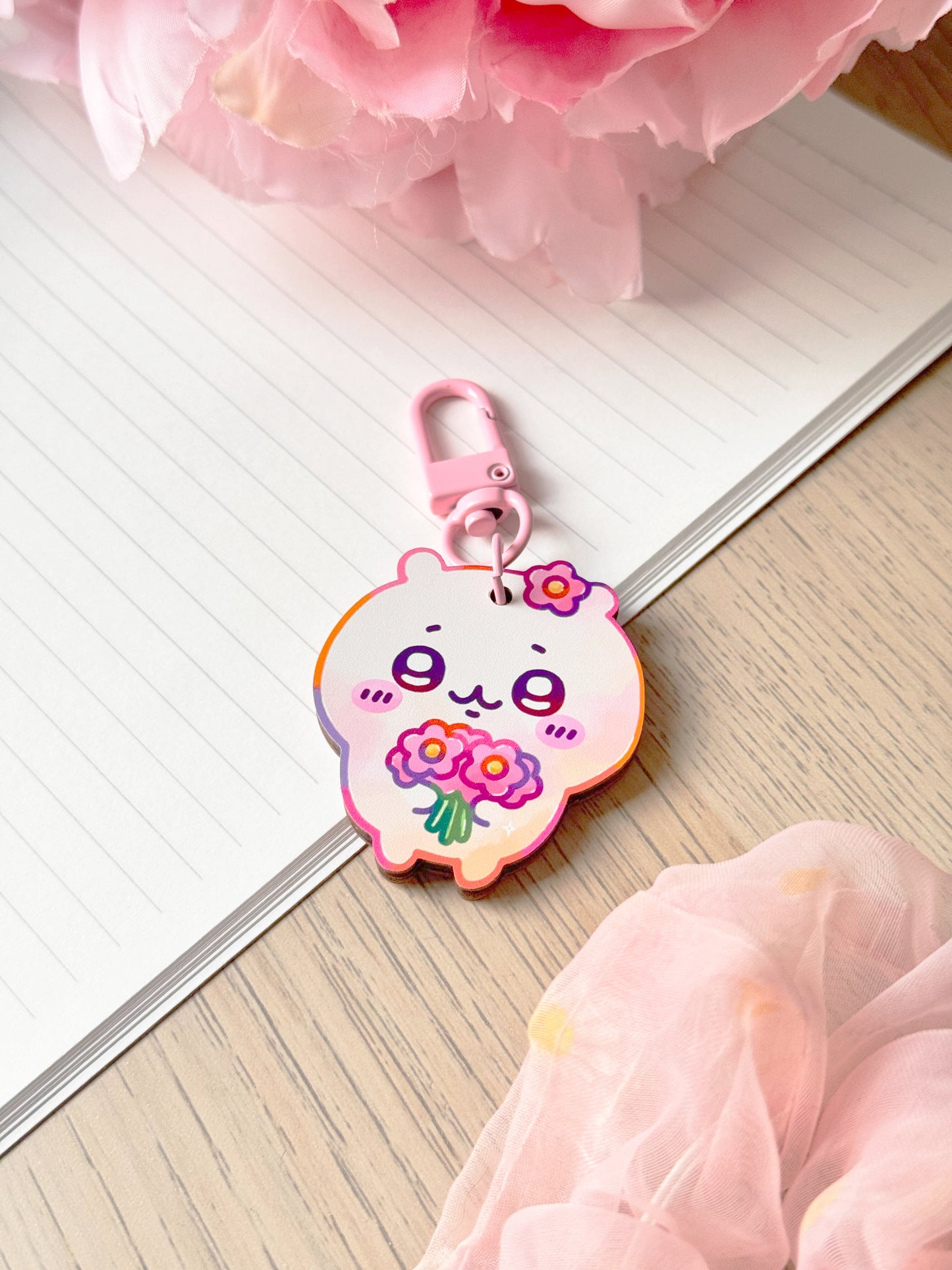 Chiisai Bear Wooden Keychain