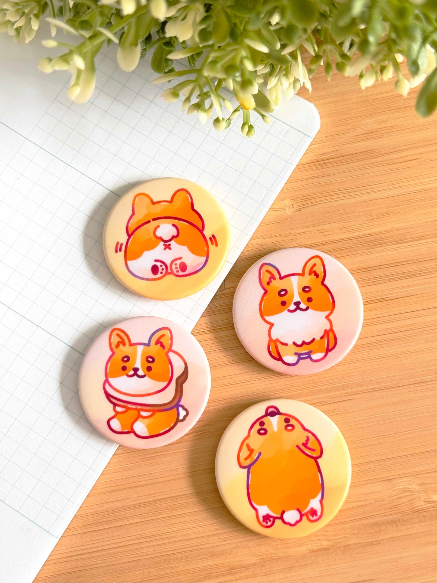 Corgi Button Magnet Set
