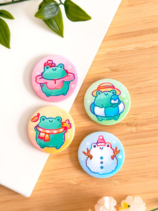 Frogs in Season Button Magnet Set