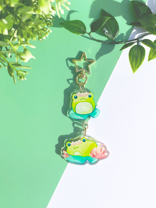 Lilypad Frogs Double Keychain