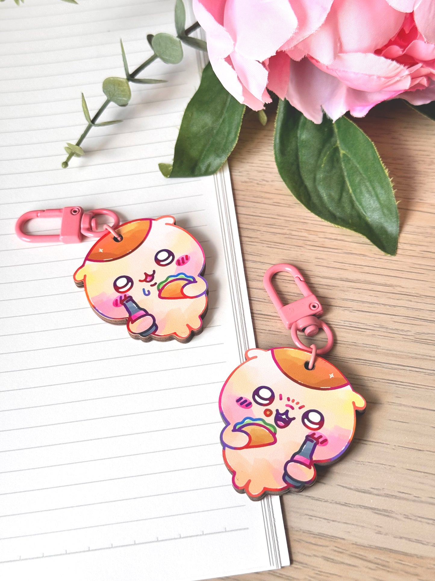 Beer Bear Wooden Keychain