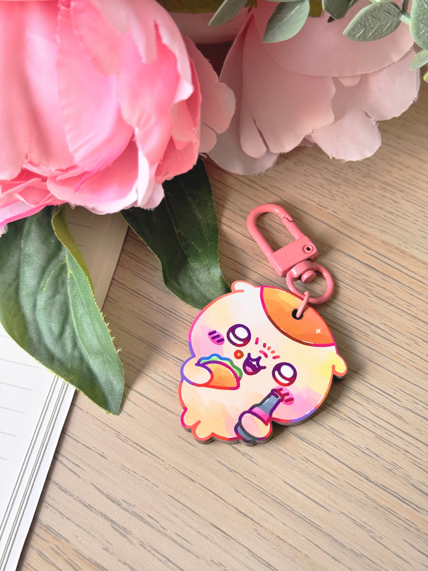 Beer Bear Wooden Keychain