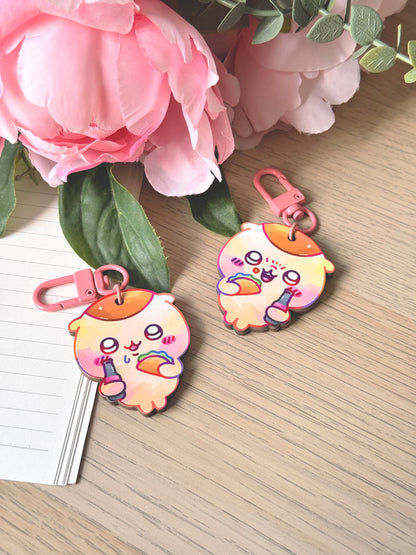 Beer Bear Wooden Keychain