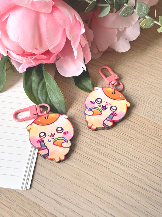 Beer Bear Wooden Keychain