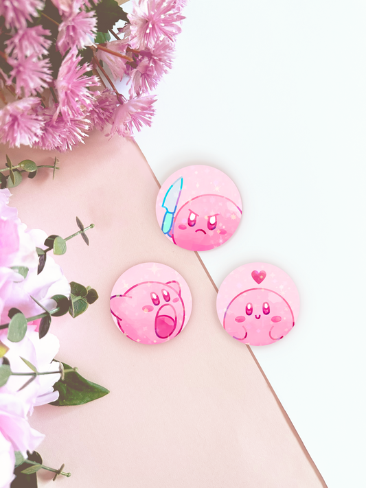 Kirby Holographic Button Pins