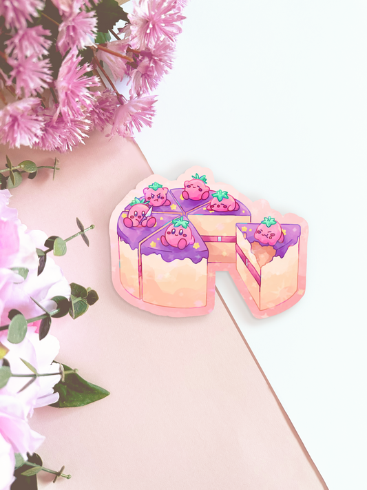 Kirby Cake Holographic Sticker