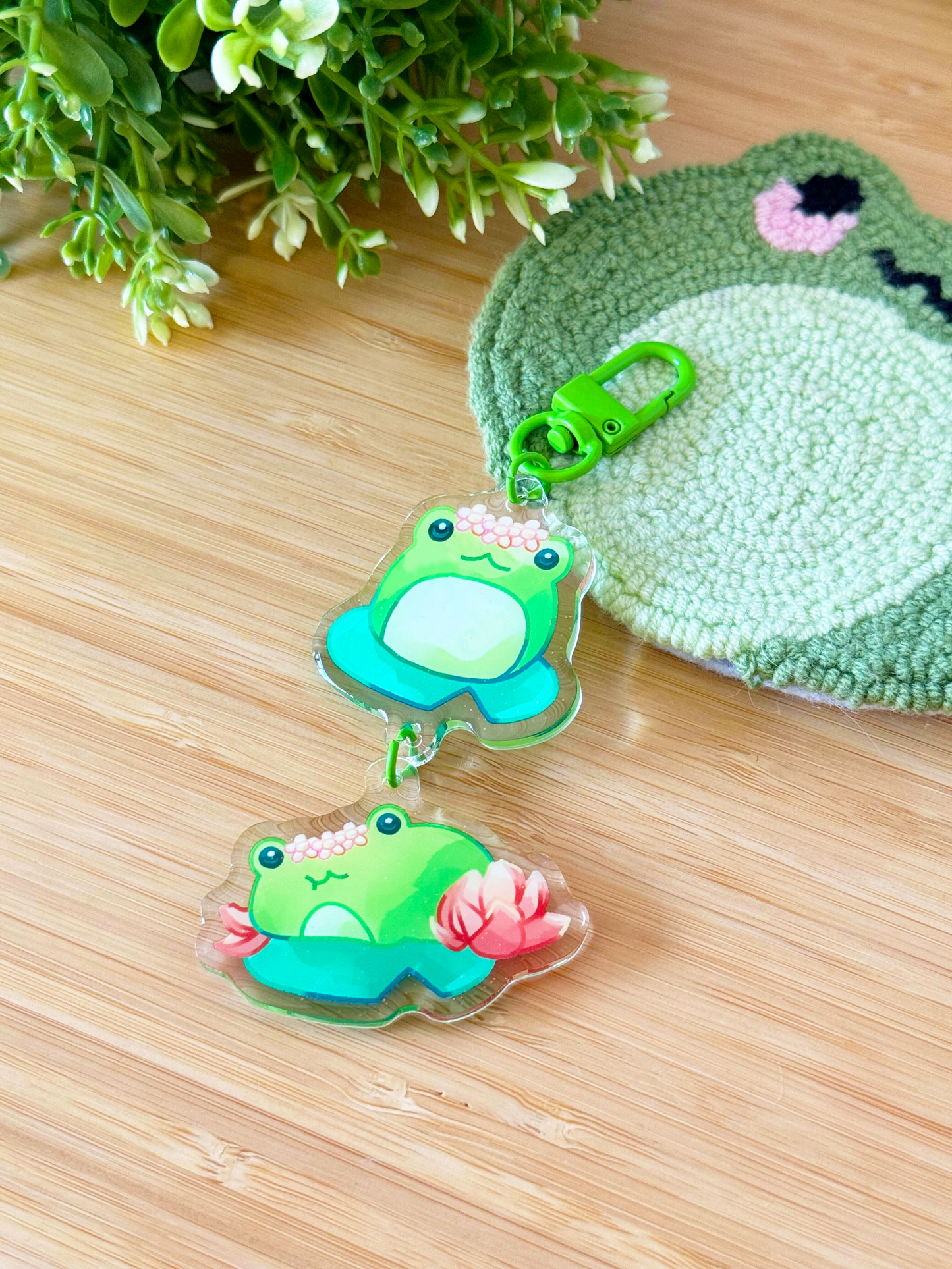 Lilypad Frogs Double Keychain