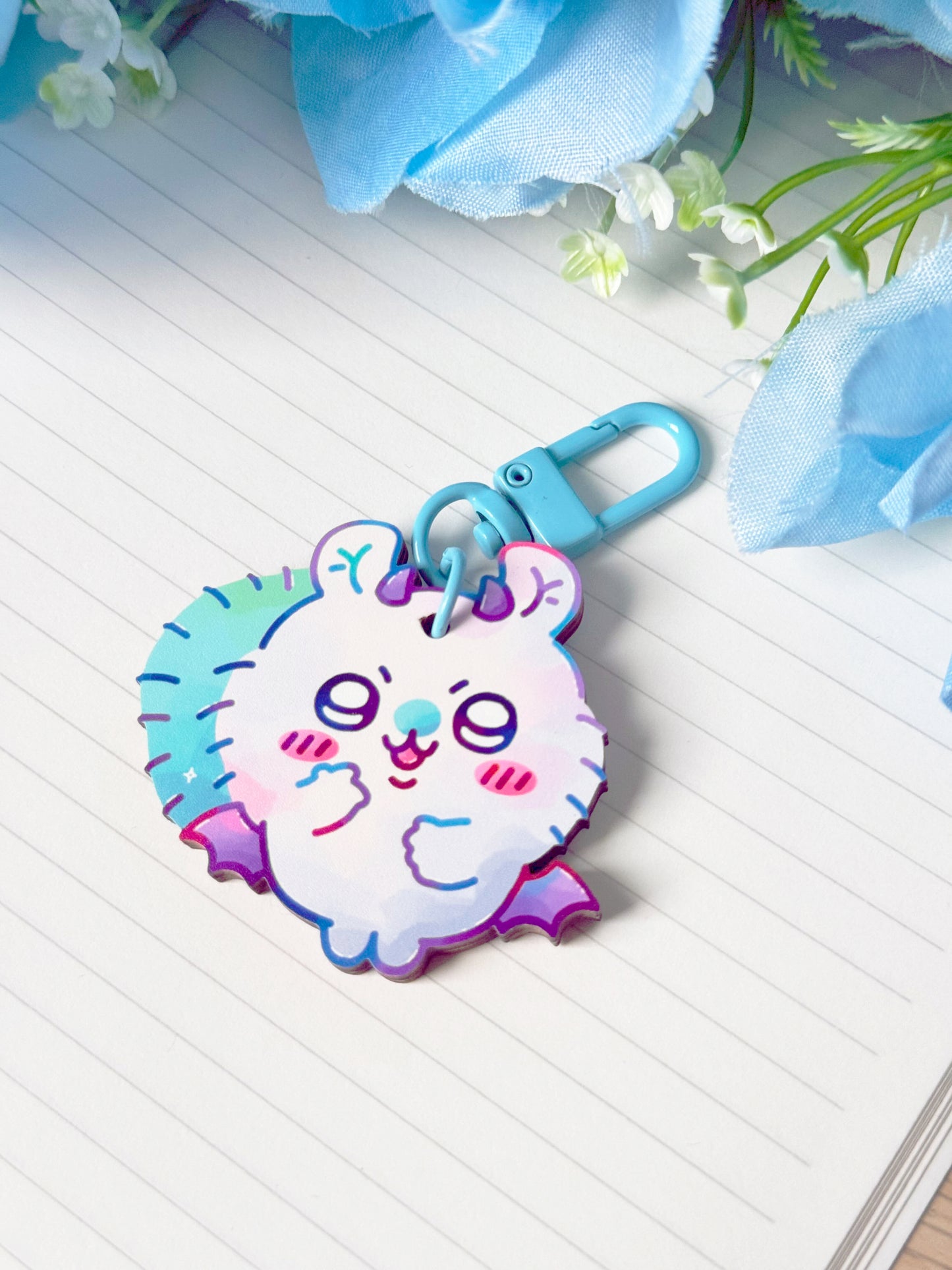 Demon Squirrel Wooden Keychain