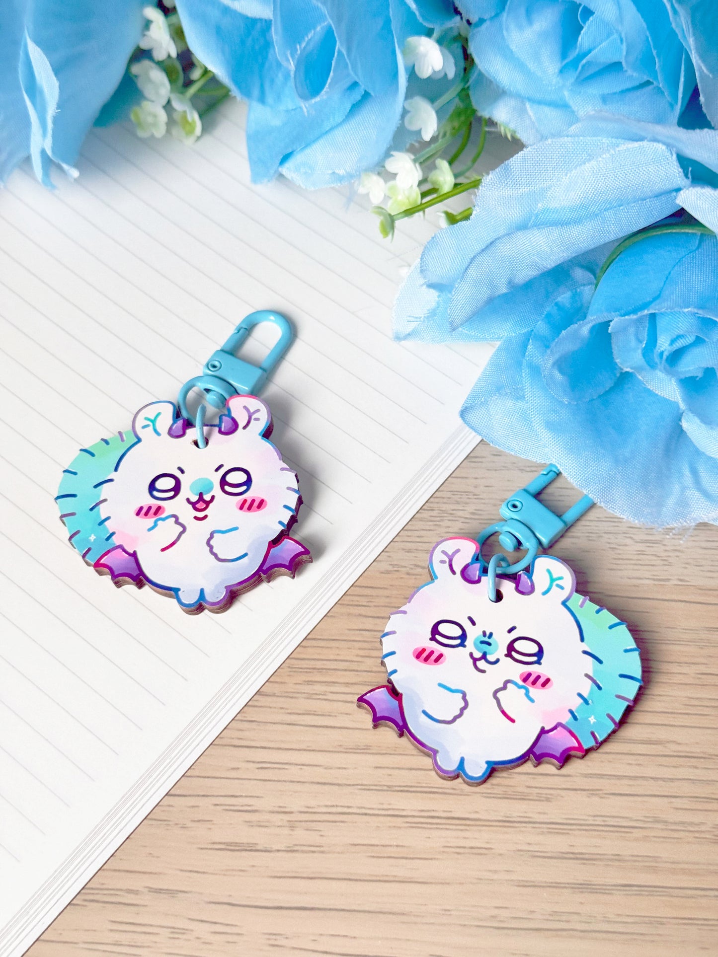 Demon Squirrel Wooden Keychain