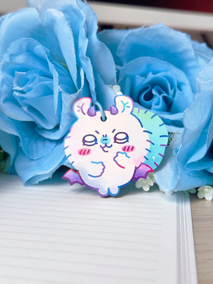 Demon Squirrel Wooden Keychain