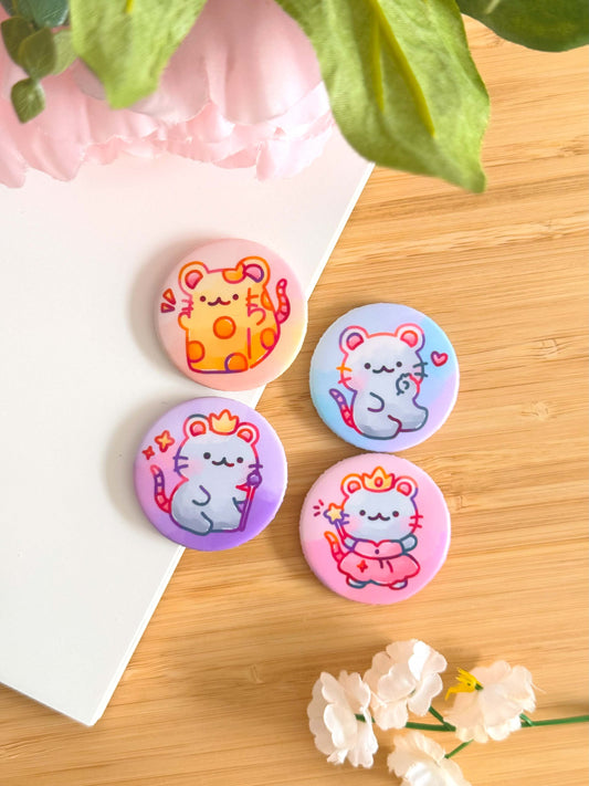 Cute Rats Button Magnet Set