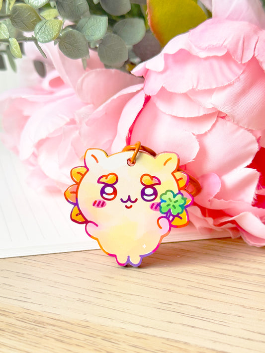 Lion Dog Wooden Keychain