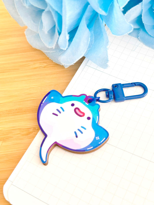 Stingray Wooden Keychain