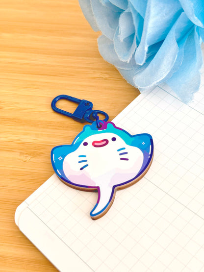 Stingray Wooden Keychain