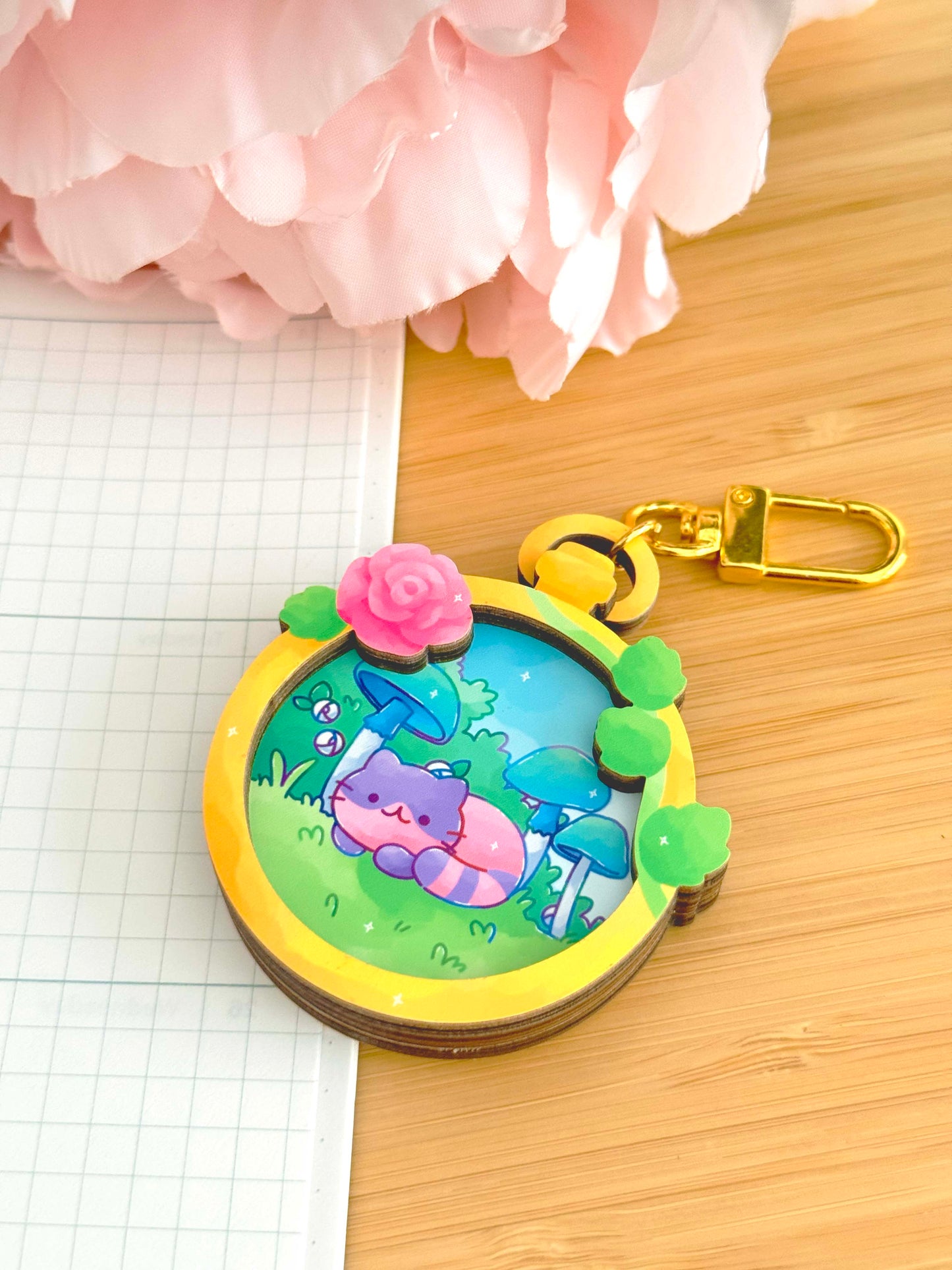 Stopwatch Garden Wooden Keychain