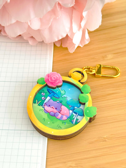 Stopwatch Garden Wooden Keychain