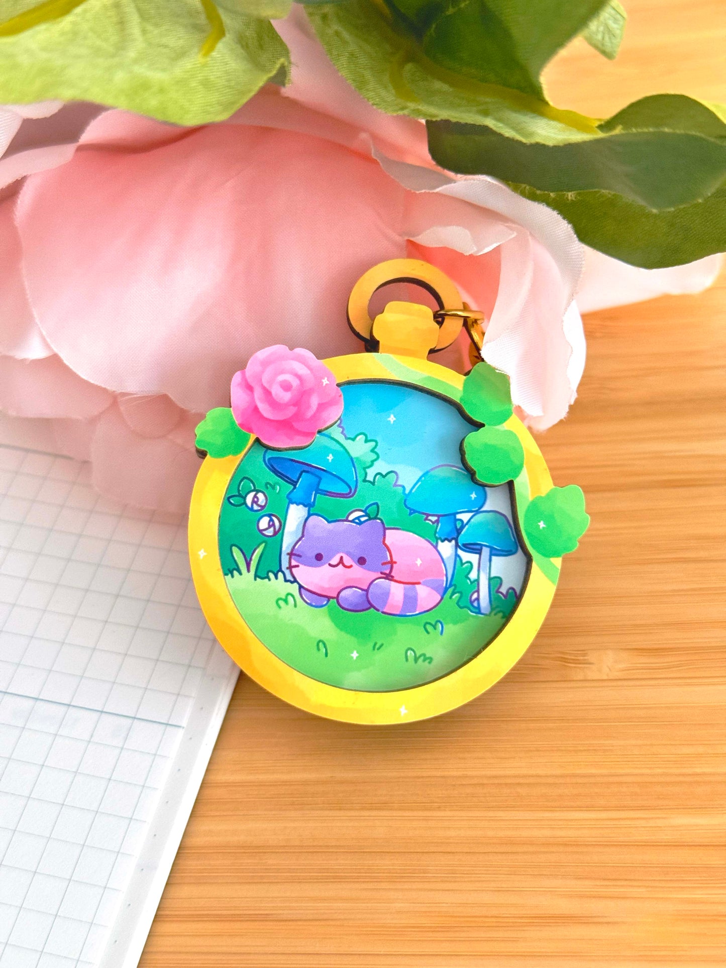 Stopwatch Garden Wooden Keychain