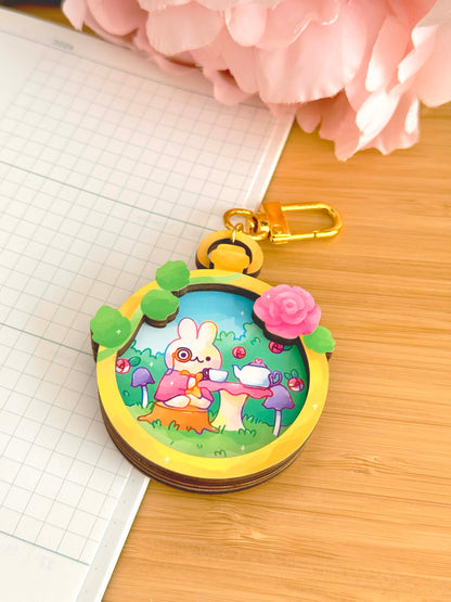 Stopwatch Garden Wooden Keychain