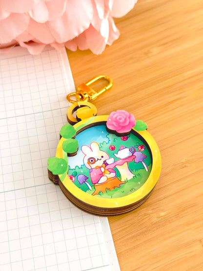 Stopwatch Garden Wooden Keychain