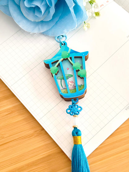Strawberry Lantern Wooden Keychain