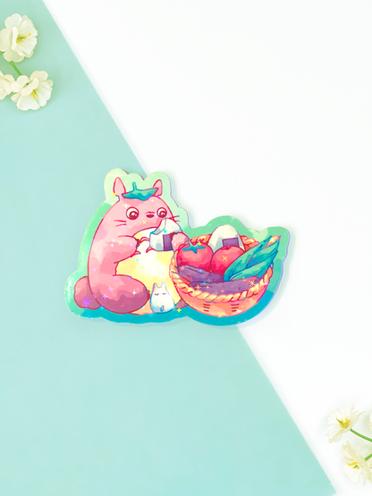 Totoro's Vegetable Basket Holographic Sticker