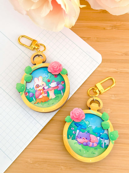 Stopwatch Garden Wooden Keychain