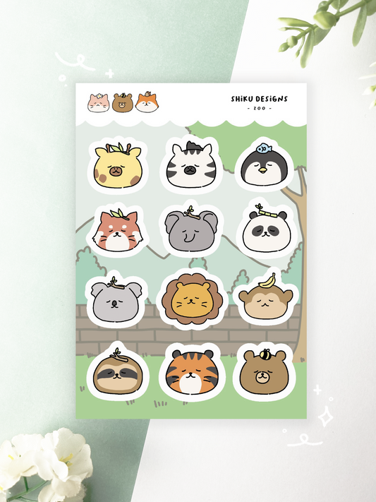 Zoo and Farm Animals Sticker Sheet